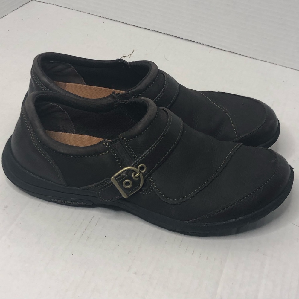 Merrell Shoes Womens 9 Dassie Buckle Brown Slip On Comfort Nubuck Leather - Picture 7 of 12